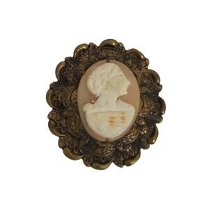 VICTORIAN ANTIQUE CAMEO FILIGREE BROOCH PIN 1.2